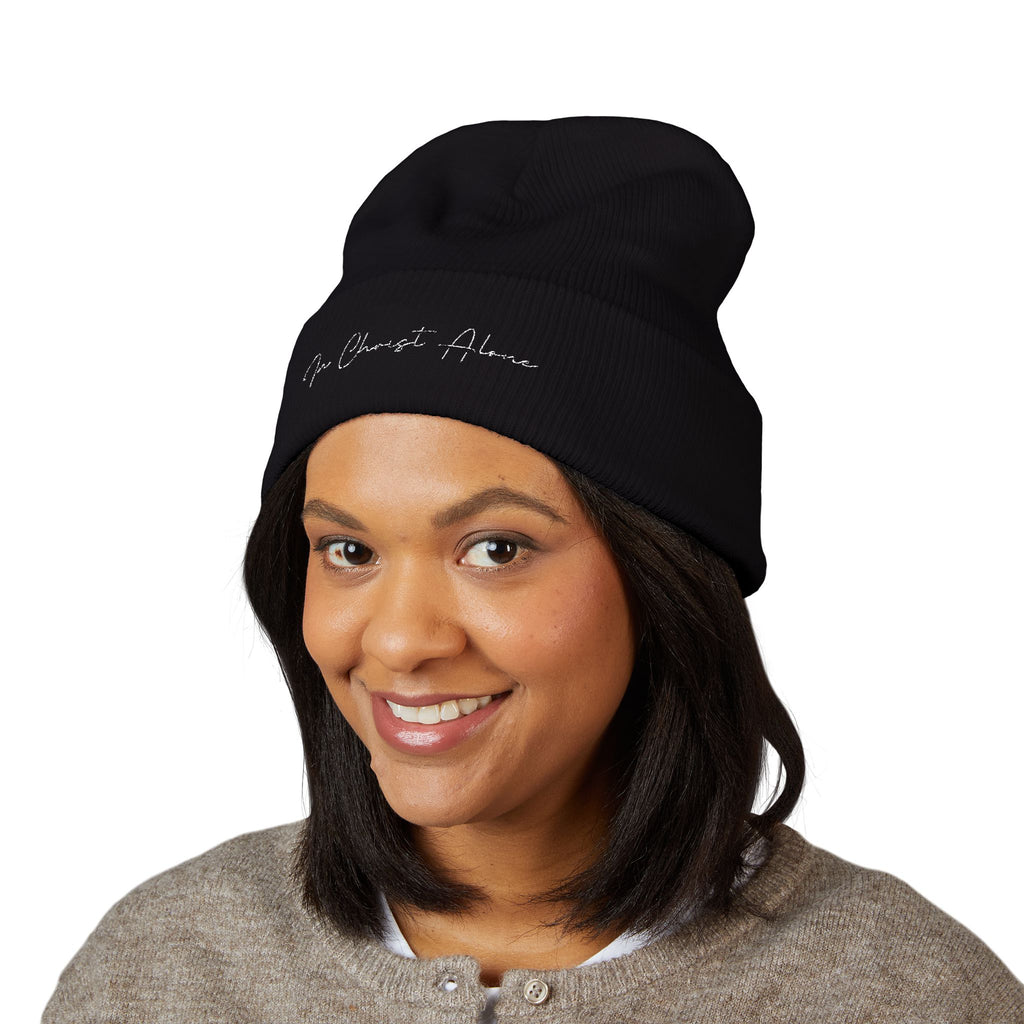 Embroidered "In Christ Alone" Cuffed Beanie
