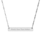 Engraved Horizontal Bar Necklace — Personalized Stainless Steel Collarbone Pendant