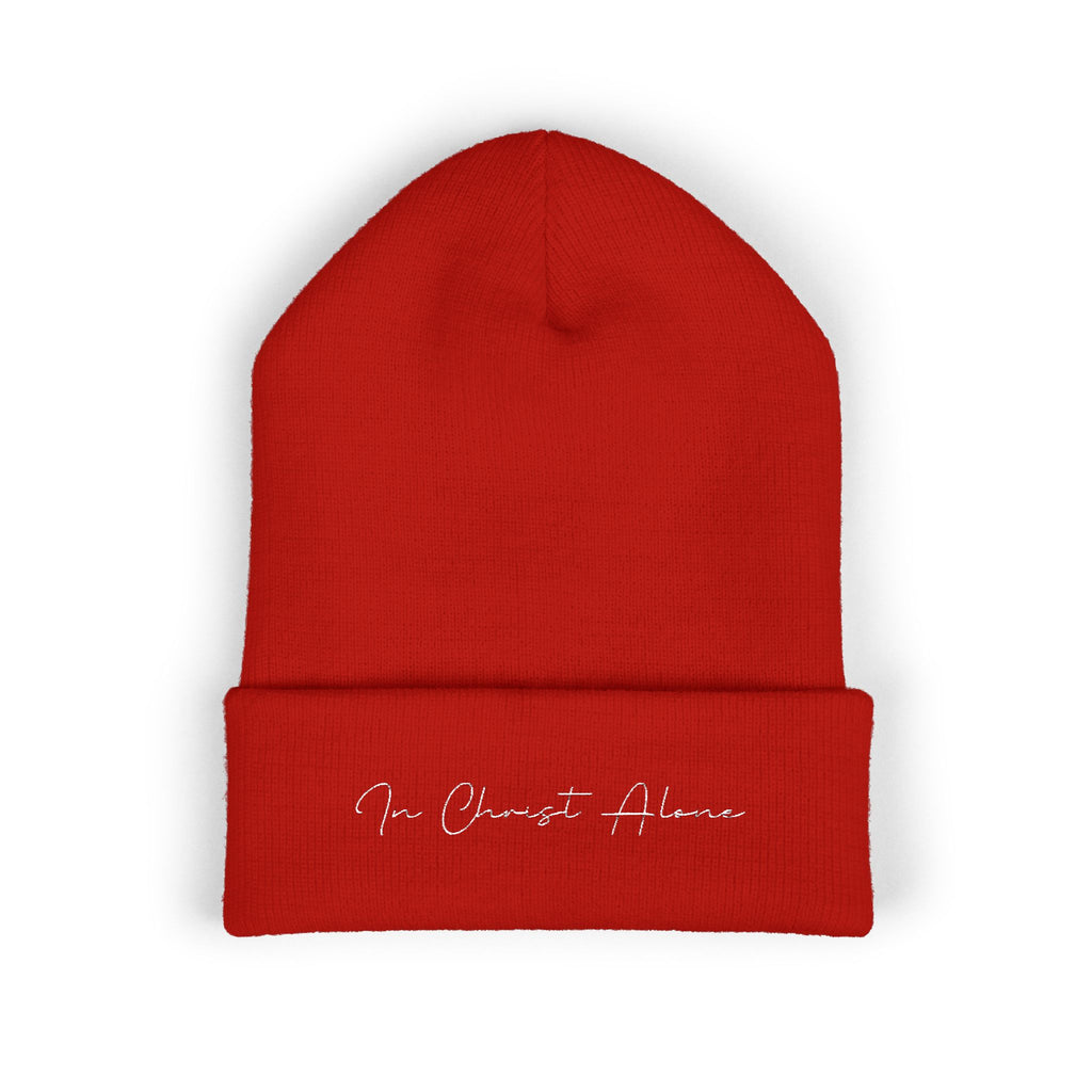 Embroidered "In Christ Alone" Cuffed Beanie