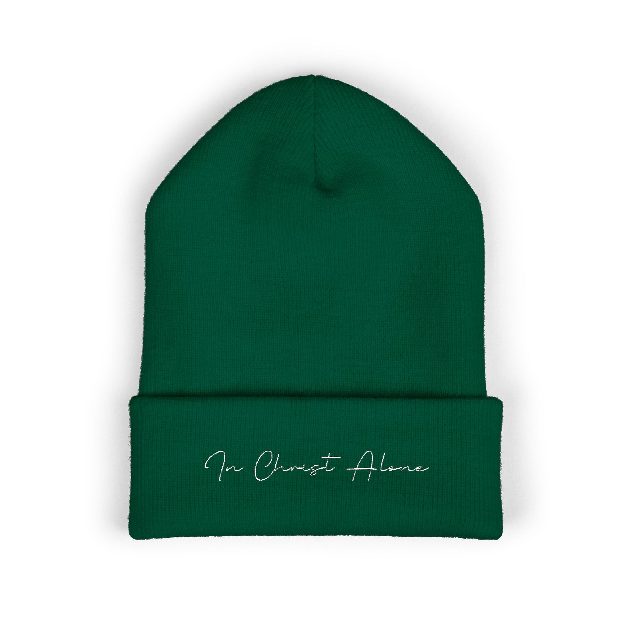 Embroidered "In Christ Alone" Cuffed Beanie