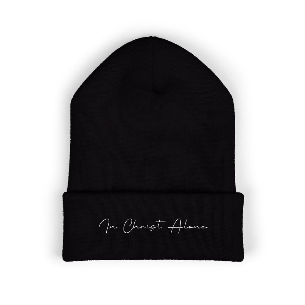Embroidered "In Christ Alone" Cuffed Beanie