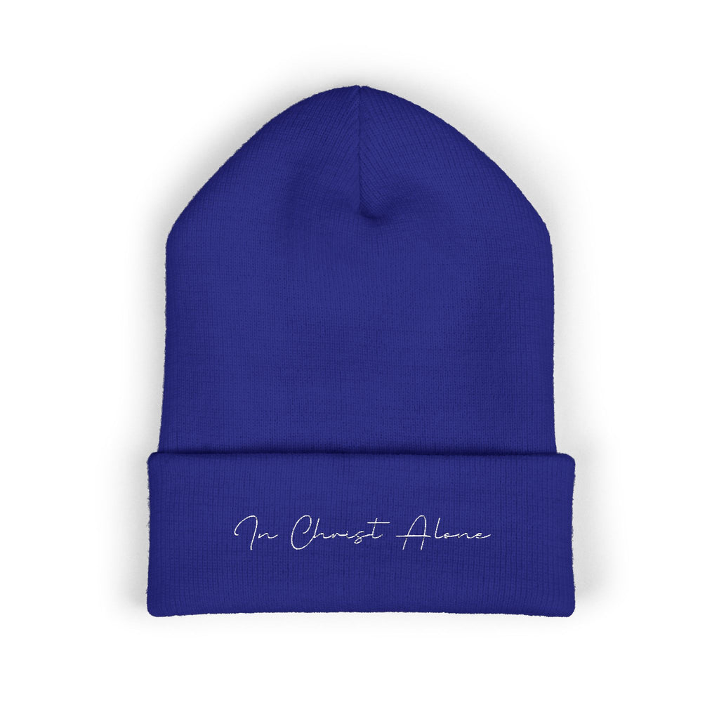 Embroidered "In Christ Alone" Cuffed Beanie